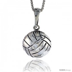 Sterling Silver Volleyball Pendant, 7/8 in