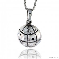 Sterling Silver Basketball Pendant, 7/8 in