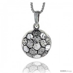 Sterling Silver Soccer Ball Pendant, 7/8 in