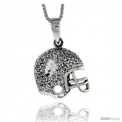 Sterling Silver Football Helmet Pendant, 1 in -Style Pa621