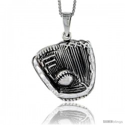 Sterling Silver Baseball Glove and Ball Pendant, 1 1/4 in