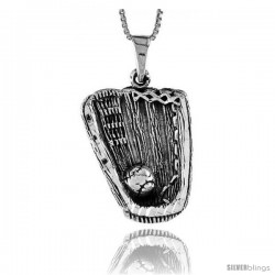 Sterling Silver Baseball Glove and Ball Pendant, 1 1/4 in -Style Pa625