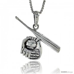 Sterling Silver Baseball Glove and Bat Pendant, 1 1/8 in