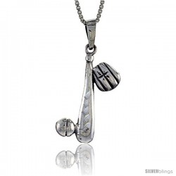 Sterling Silver Baseball Pendant, 1 1/8 in