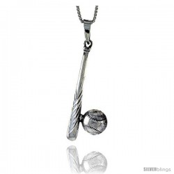 Sterling Silver Baseball and Bat Pendant, 1 3/4 in
