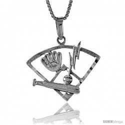 Sterling Silver Baseball Pendant, 1 1/8 in -Style Pa630