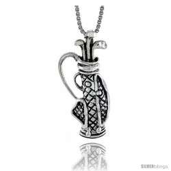 Sterling Silver Golf Bag Pendant, 1 1/8 in