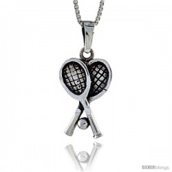 Sterling Silver Tennis Racquet Pendant, 1 1/4 in