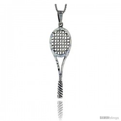 Sterling Silver Tennis Racquet Pendant, 2 3/8 in