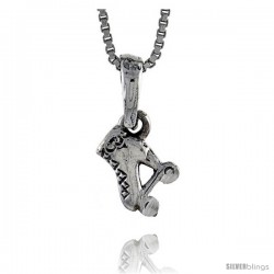 Sterling Silver Roller Skates Pendant, 5/8 in