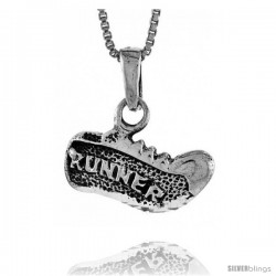 Sterling Silver Running Shoe Pendant, 5/8 in