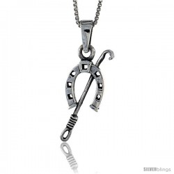 Sterling Silver Horse Jockey's Accessories Pendant, 1 1/8 in