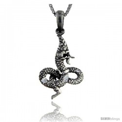 Sterling Silver Snake Pendant, 1 1/4 in tall