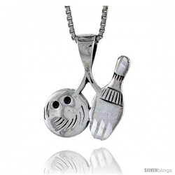 Sterling Silver Bowling Pendant, 3/4 in