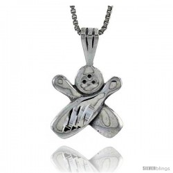 Sterling Silver Bowling Pendant, 1 in