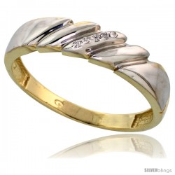 Gold Plated Sterling Silver Mens Diamond Wedding Band, 3/16 in wide -Style Agy111mb