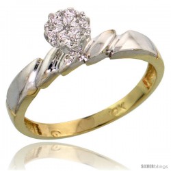 10k Yellow Gold Diamond Engagement Ring 0.05 cttw Brilliant Cut, 5/32 in wide