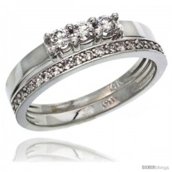 14k White Gold 2-Pc. Diamond Engagement Ring Set w/ 0.40 Carat Brilliant Cut ( H-I Color VS2-SI1 Clarity ) Diamonds, 3/16 in