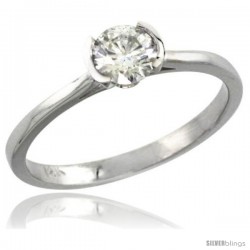 14k White Gold Semi Mount (for 5mm Round Diamond) Engagement Ring 1/16 in. (2mm) wide