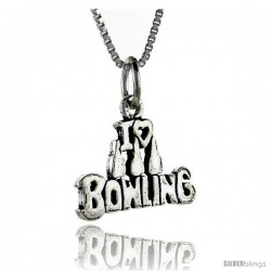 Sterling Silver Bowling Talking Pendant, 1 in wide