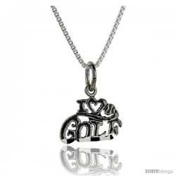 Sterling Silver I Love Golf Talking Pendant, 1 in wide -Style Pa678