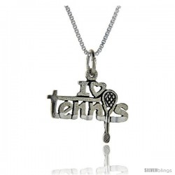 Sterling Silver I Love Tennis Talking Pendant, 1 in wide