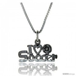 Sterling Silver I Love Soccer 1 in wide Talking Pendant.