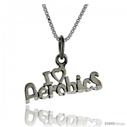 Sterling Silver I Love Aerobics 1 in wide Talking Pendant.