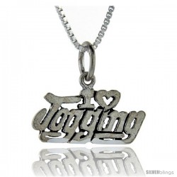 Sterling Silver I Love Jogging 1 in wide Talking Pendant.