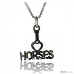 Sterling Silver I Love Horses 1 in wide Talking Pendant.