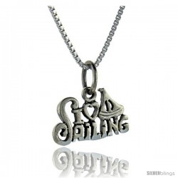 Sterling Silver I Love Sailing 1 in wide Talking Pendant.