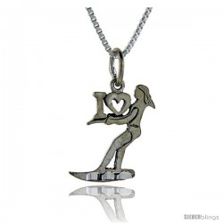 Sterling Silver I Love Surfing 1 in wide Talking Pendant. -Style Pa690
