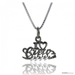 Sterling Silver I Love Crew 1 in wide Talking Pendant.