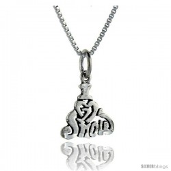 Sterling Silver I Love Snow 1 in wide Talking Pendant. -Style Pa693