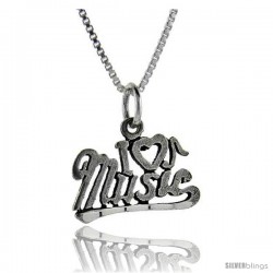 Sterling Silver I Love Music 1 in wide Talking Pendant.