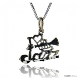 Sterling Silver I Love Jazz 1 in wide Talking Pendant.