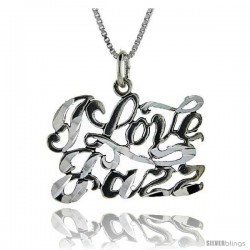 Sterling Silver I Love Jazz Talking Pendant, 1 in wide