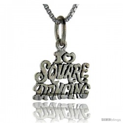 Sterling Silver I Love Square Dancing Talking Pendant, 1 in wide