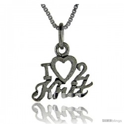 Sterling Silver I Love 2 Knit Talking Pendant, 1 in wide