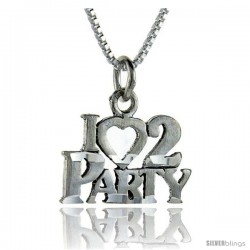 Sterling Silver I Love 2 Party Talking Pendant, 1 in wide