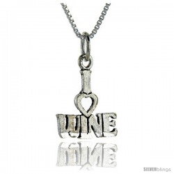 Sterling Silver I Love Wine Talking Pendant, 1 in wide