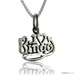 Sterling Silver I Love Bingo Talking Pendant, 1 in wide