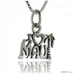 Sterling Silver I Love Maui Talking Pendant, 1 in wide