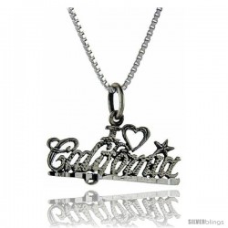 Sterling Silver I Love California Talking Pendant, 1 in wide