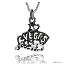 Sterling Silver I Love Las Vegas Talking Pendant, 1 in wide -Style Pa718