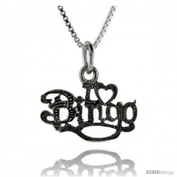 Sterling Silver I Love Bingo Talking Pendant, 1 in wide -Style Pa719