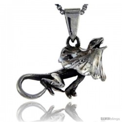Sterling Silver Frilled Lizard Pendant, 5/8 in tall