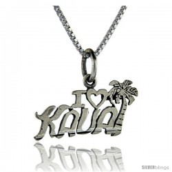 Sterling Silver I Love Kauai Talking Pendant, 1 in wide