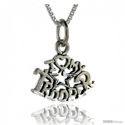 Sterling Silver I Love My Trooper Talking Pendant, 1 in wide