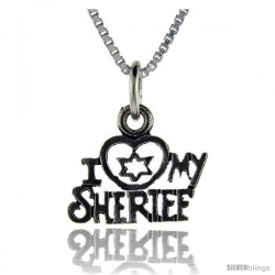 Sterling Silver I Love My Sheriff Talking Pendant, 1 in wide